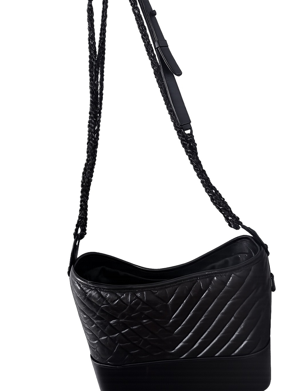 CHANEL Black Quilted Hobo Bag with Leather Base medium size